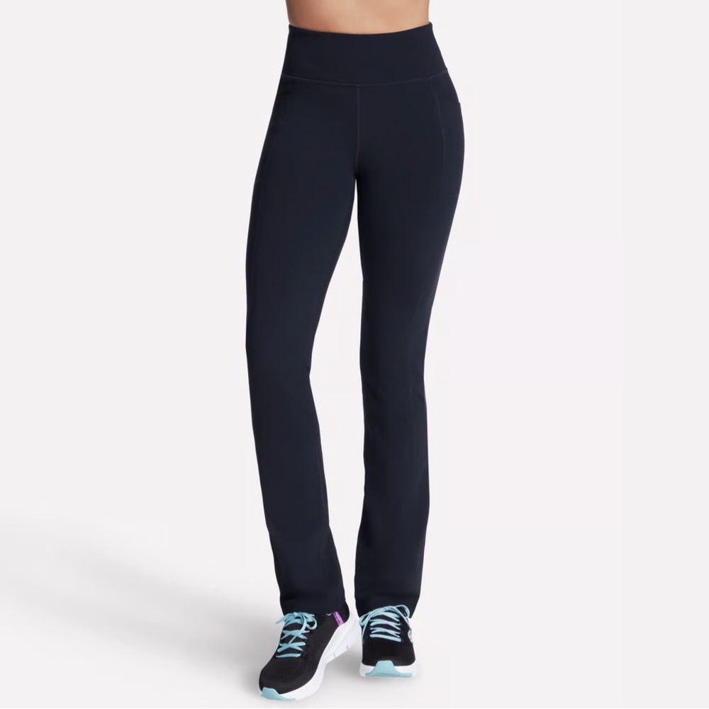 Skechers Navy Straight-Leg Active Pants with High Waist